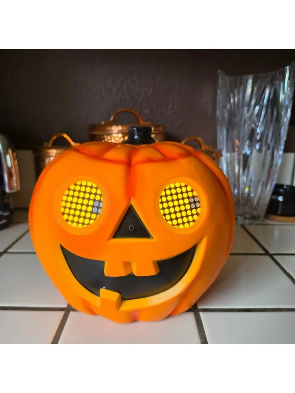 Vintage Seasonal Visions Talking Jack O Lantern Pumpkin Moving Eyes Tested Works